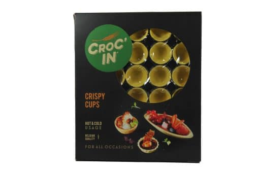 Croc In Edible Gold Cup - Mini Pastry Party Cups - Premium Edible Container for Appetizers and Tapas image